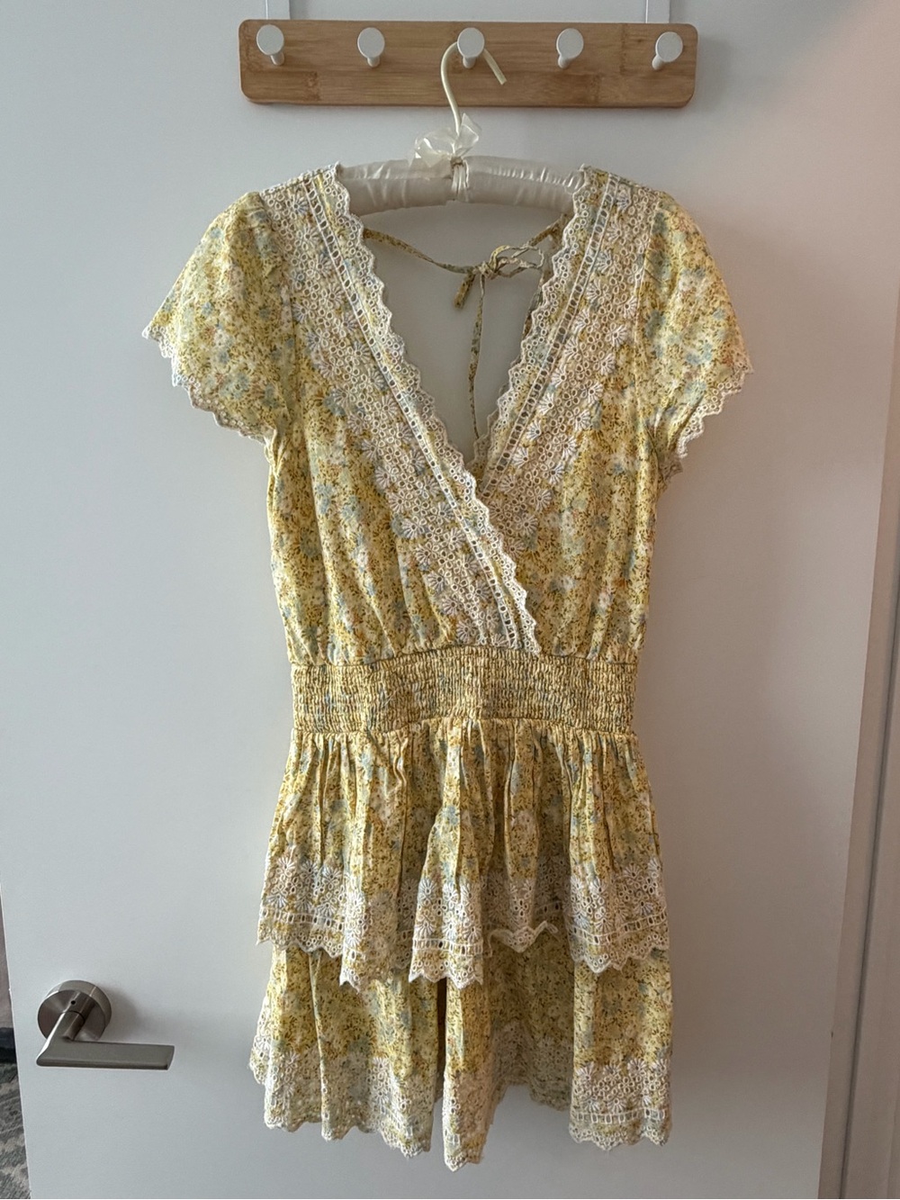 American Eagle Outfitters Yellow Floral Eyelet Tank